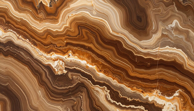 Rich brown marble texture with flowing gold veins, elegant stone surface for luxury interior design, polished material, geological pattern