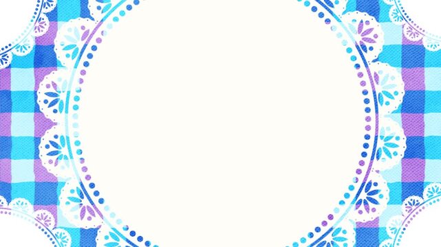 【夏】トロピカルカラーのギンガムチェックとレース背景ループ