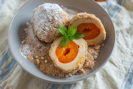 Austrian and czech sweet dessert apricot dumplings
