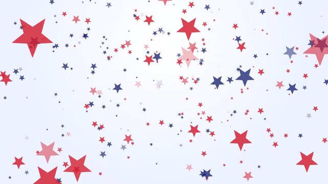Red and blue stars floating white background for USA celebrations. Suitable for 4th of july celebration independence day