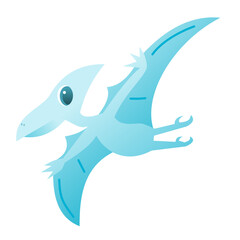Flying Light Blue Pteranodon Pterodactyl Cartoon Vector Illustration © Khim