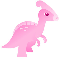 Fototapeta premium Sweet Pink Parasaurolophus Dinosaur Vector with Head Crest