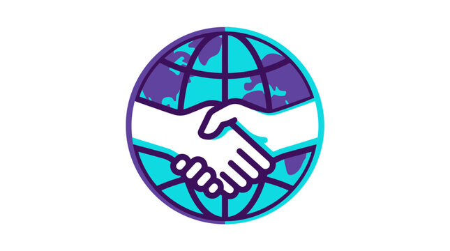 Global Partnership Handshake Icon: International Business Agreement, Unity, Trust, Connection