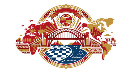 Global Connection Bridge and World Map - International Business and Travel Concept © Arana