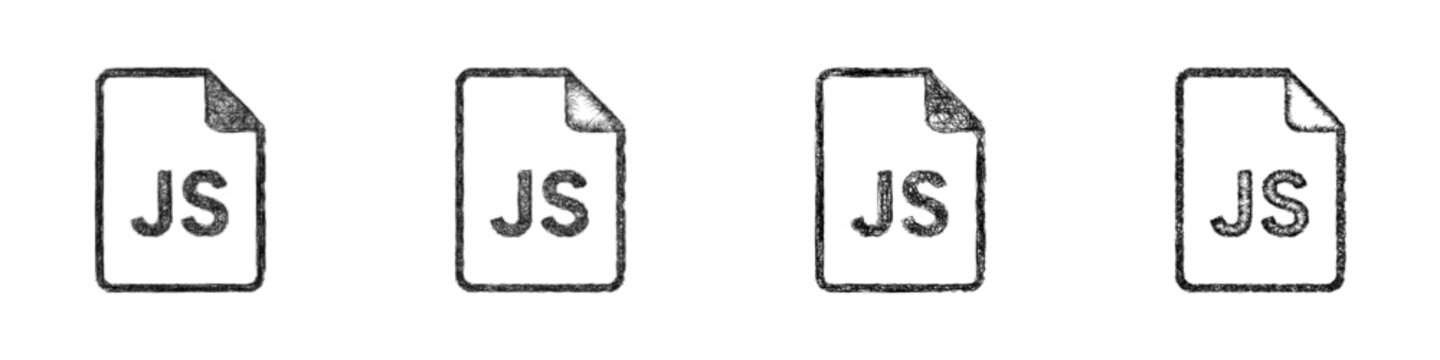 Monochrome sketch javascript icon design set