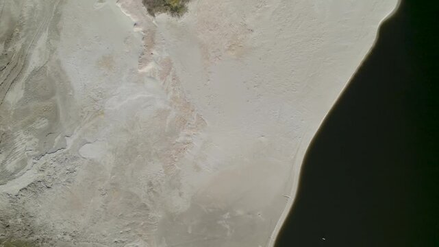 Aerial straight down view of an island near twin dikes park on Sam Rayburn Reservoir, Texas