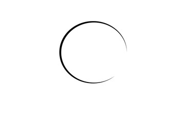Minimalist Solid Black Circular Tapered Open Ring Curve Isolated on Transparent Background © Anzalna