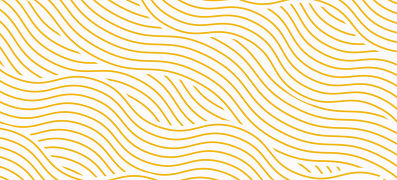 Yellow instant noodle  pasta and spaghetti texture with geometric wavy lines. Ramen  pasta vector pattern. Background abstract food illustration