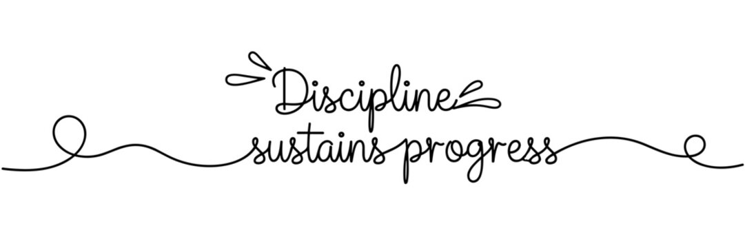 Discipline sustaining progress in minimal decorative line, none editable stroke