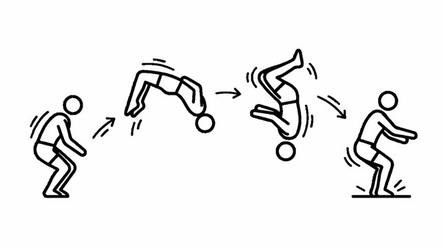 Gymnast Doing Backflip Sequence: Start, Flip, Landing
