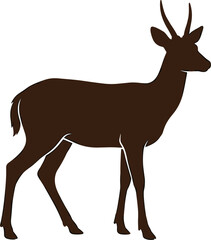 Obraz premium Pronghorn Antelope Horned Deer Silhouette Standing for Forest Wildlife Conservation Graphics, Hunting Lodge Logos, and Nature Decorative Wall Panel Templates