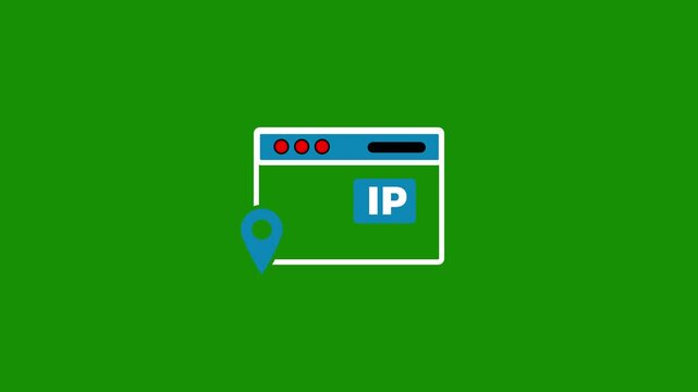 IP address location icon animation on green background.IP address,web address icon,location icon,web connection.