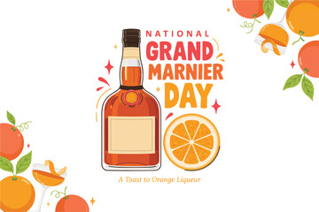 Fototapeta premium National Grand Marnier Day Vector Illustration, Citrus Orange Liqueur Celebration Drink Design