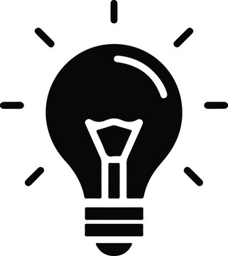 Black light bulb icon representing idea