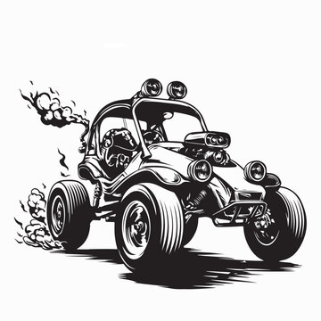 Extreme Buggy Racing Vehicle Vector Illustration On White Background