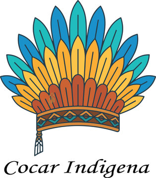 cocar indigena logo icon vector white background 