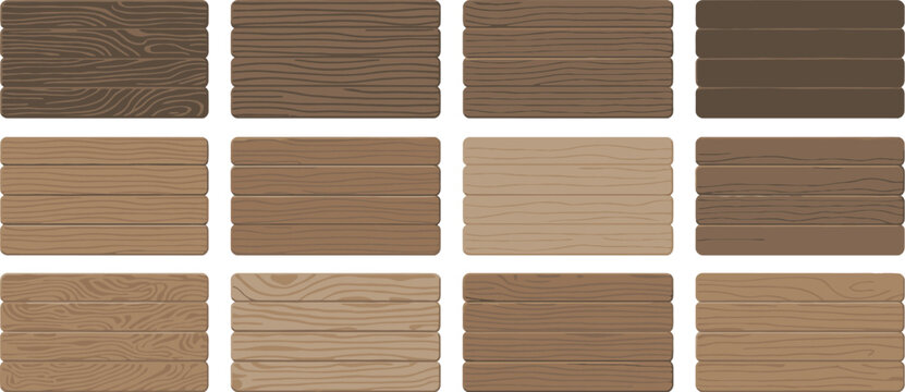 Hardwood, flooring parquet sample set, realistic wood planks with natural grain textures and laminate surfaces for interior decoration and flooring selection design.