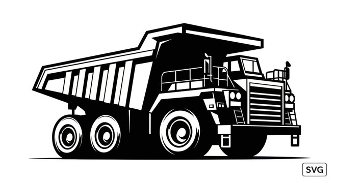 Heavy duty mining dump truck graphic for industrial transport