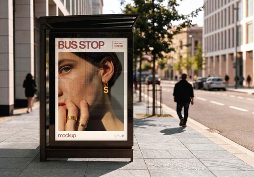 Bus Stop Advertising Mockup For Branding Presentation