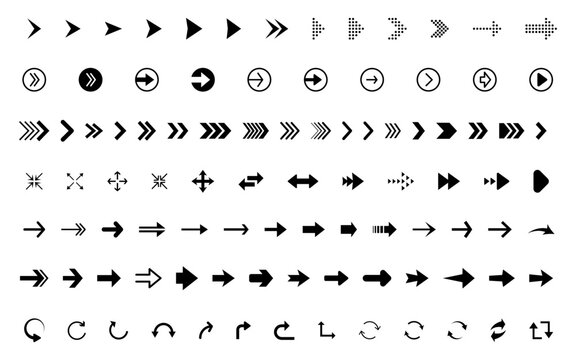 Set of Black Arrows Icons Free Vector Collection