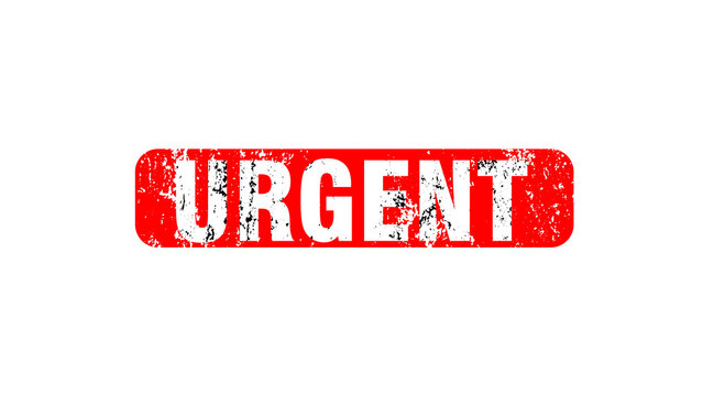 Red urgent rubber stamp sign grunge textured business priority stamp isolated on transparent background