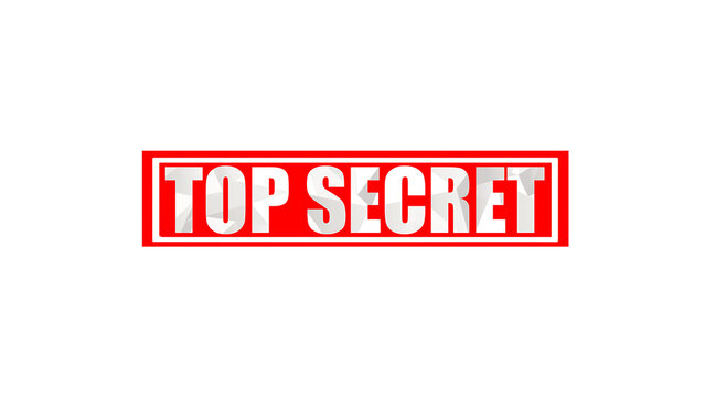 Top secret red rubber stamp grunge textured military classified document overlay isolated on transparent background