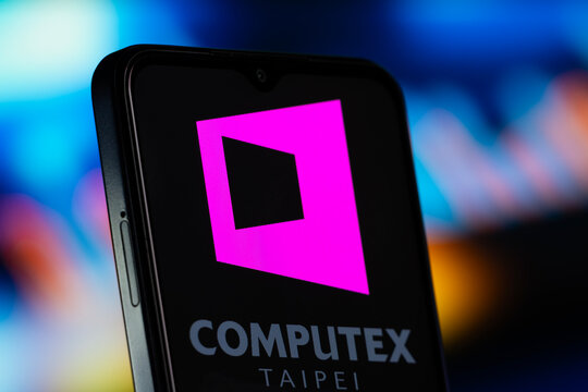 Dhaka, Bangladesh- 10 June 2026: Computex logo is seen on a smartphone.