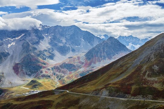 France, region Provence-Alpes-C&ocirc;te d'Azur, Savoier Alps, Departement Hautes-Alpes, road to pass Col du Galibier, Route des Grandes Alpes, travel landscape nature