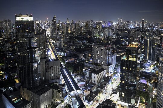View over the skyline from the T-One Building, Sukhumvit Road, Phra Khanong neighbourhood, Bangkok, Thailand