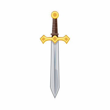 Cartoon Sword with Golden Hilt