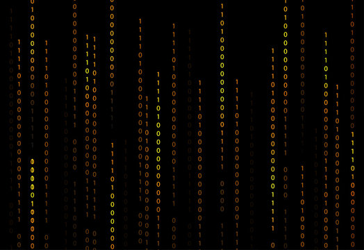Abstract digital code background with binary data streams and glowing numeric pattern