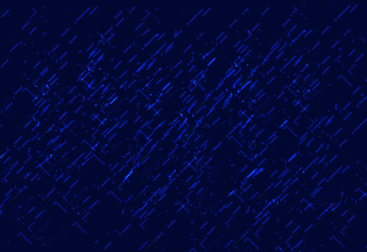 Futuristic blue neon binary particles background with glowing dots and diagonal streaks