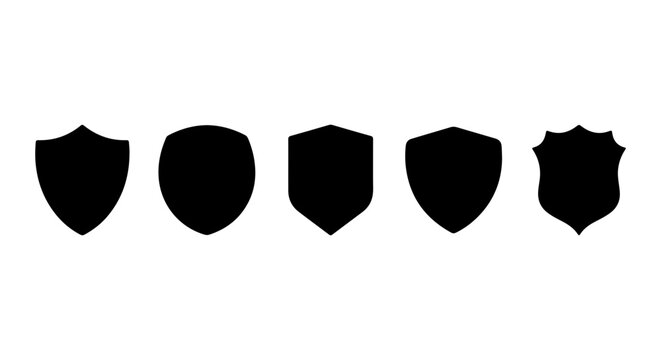 Vector Shield Icons Set, Heraldic Emblems, Security Badges, Protection Symbols, Minimalist Design