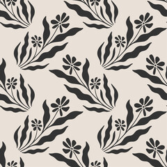 Fototapeta premium Seamless Botanical Pattern Elegant Floral Leaves Design