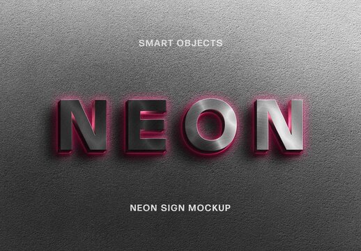 Neon Sign Mockup For Logo And Branding Design 01