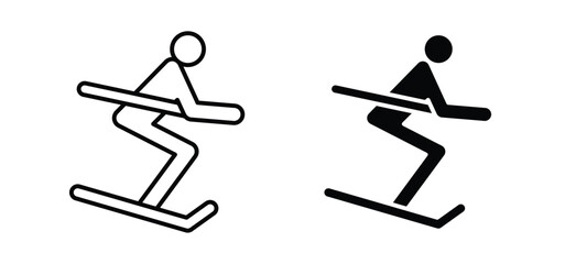 Skiing vector icon set black filled and outlined style. © tara