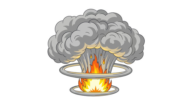 Large mushroom cloud explosion with fire and shockwaves