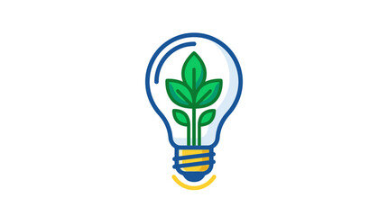 Green plant growing inside a lightbulb, symbolizing sustainability and eco-friendly ideas © Fenda