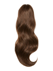 Fototapeta premium Long brown wavy hair extension on a white background