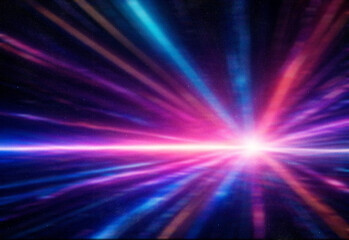 Futuristic space warp tunnel background with abstract colorful light beams and glowing nebula © DesignSells