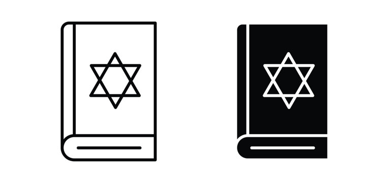 Tanakh book vector icon set black filled and outlined style.