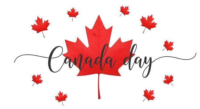 Happy canada day festive red maple leaf celebration graphic for july 1st