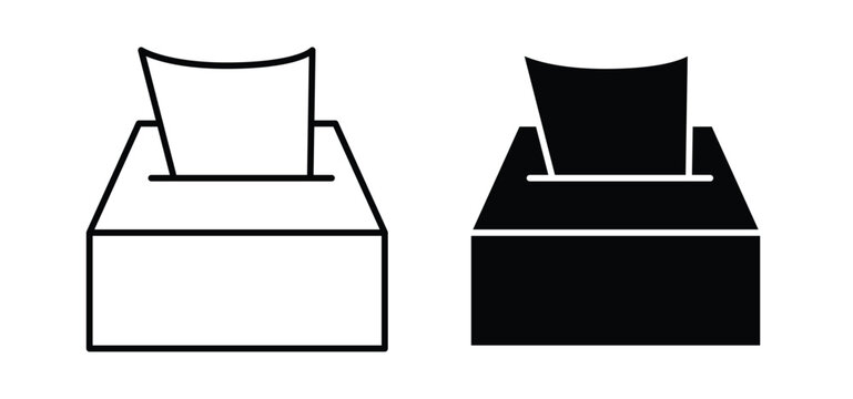 Tissue box vector icon set black filled and outlined style.