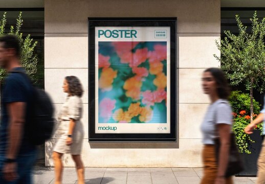 Outdoor Framed Poster Mockup For Advertising Presentation