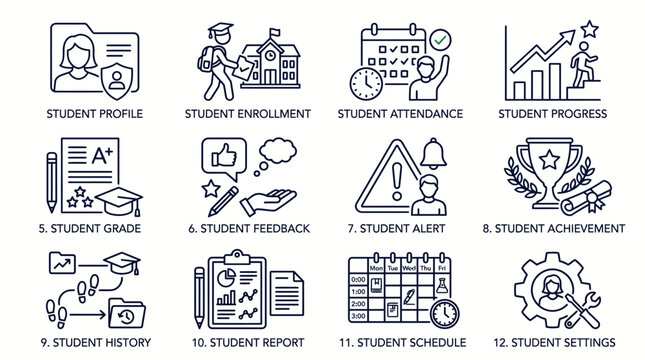 Set of Education and School Management Icons.
