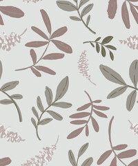 Fototapeta premium Seamless Minimal Botanical Leaf Pattern Collection in Neutral Nature-Inspired Color Palettes