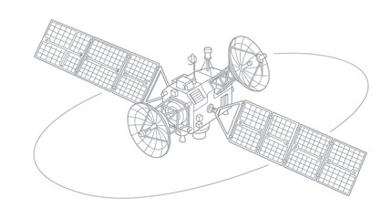 Artificial Satellite Isometric Vector Illustration © Wicaksono