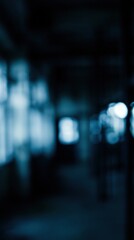 Fototapeta premium Dark blue abstract bokeh lights in a blurry tunnel, representing mystery and the unknown