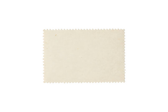 A single blank rectangular postage stamp with perforated edges, featuring a plain cream-colored paper texture on a white background, isolated