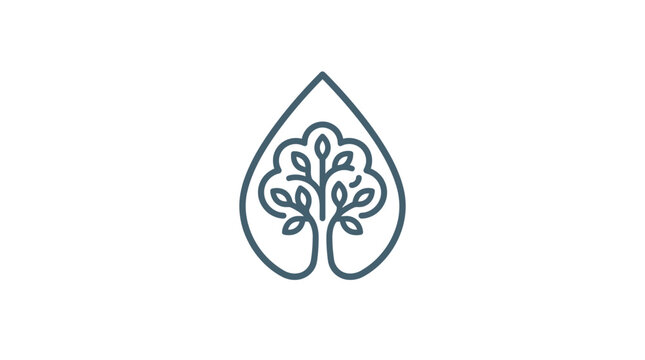 Minimalist tree in a leaf outline, nature logo, eco-friendly concept, simple design